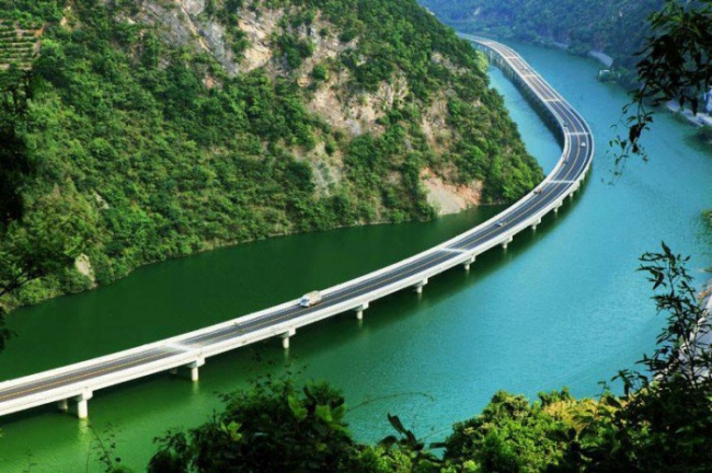 Chinese bridge along the river