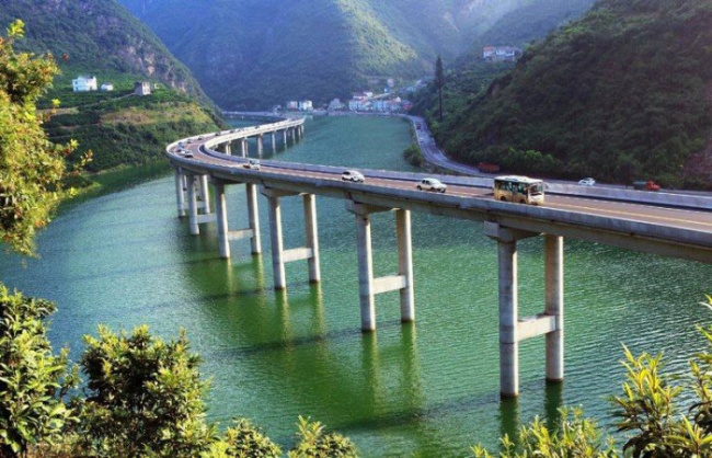 Chinese bridge along the river